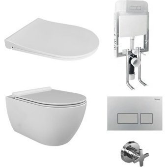 Turkuaz City Rimless Seramik Kanalsız Arkadan Çıkışlı Gömme Asma Klozet Beyaz