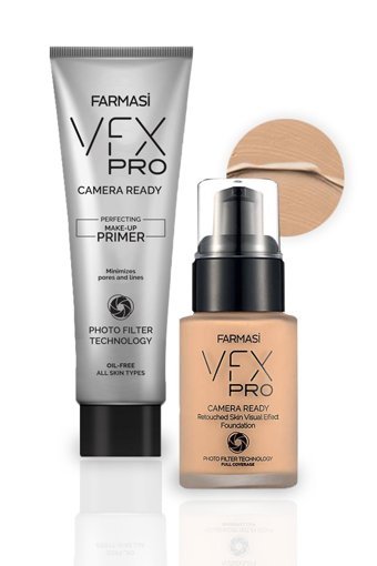 Farmasi Vfx Pro Camera Ready Fondöten Dark Beige 03 & Makyaj Bazı Makyaj Seti