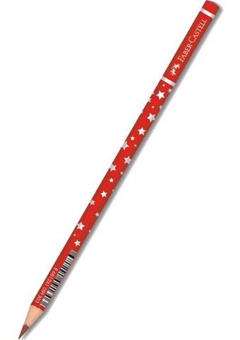 Faber-Castell Yıldız Desenli Tekli Yuvarlak Kırmızı HB Kurşun Kalem