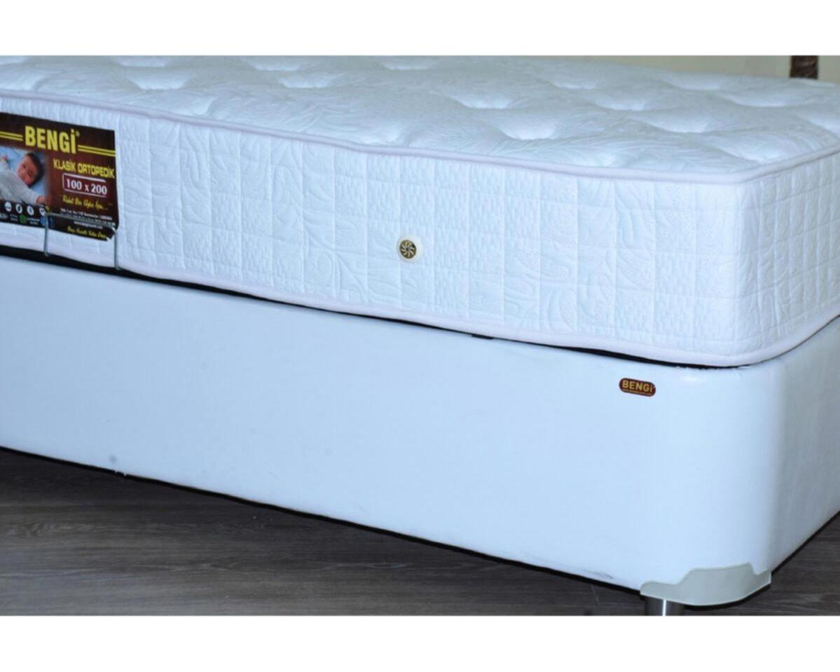 Bengi Ticaret 18237 120x200 cm Başlıklı Yataklı Sandıklı Tek Kişilik Baza Seti Beyaz