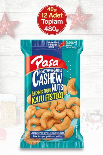 Paşa Kuruyemiş İşlenmiş Kavrulmuş Tuzlu Kaju 12x40 gr