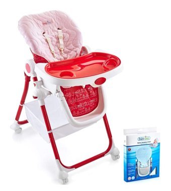 Baby Jem Emniyet Kemeri Kapasiteli Tekerlekli Mama Sandalyesi Pembe