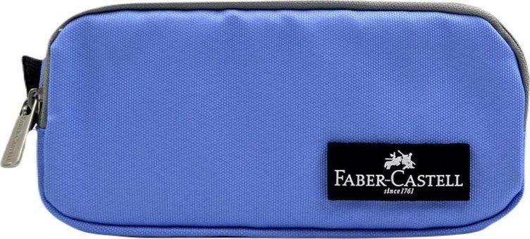 Faber-Castell 23-2 Koyu Mavi Düz Bez Çift Gözlü Logolu Dikdörtgen Cüzdan Kalemlik