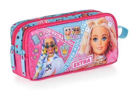 Ottonya Otto.41209 Pembe Baskılı Kumaş Bölmeli Çift Gözlü Barbie Dikdörtgen Cüzdan Kalemlik