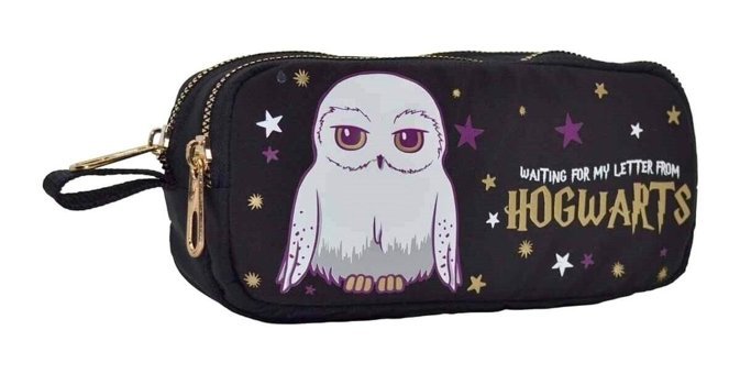 Wiggle Siyah Baskılı Kumaş Bölmeli Çift Gözlü Harry Potter Dikdörtgen Cüzdan Kalemlik