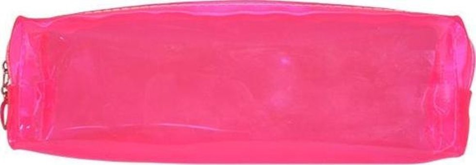 Taros Vintage Label 2356 Pembe Şeffaf Silikon Tek Gözlü Düz Silindir Cüzdan Kalemlik
