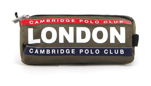 Cambridge Polo Club Haki Baskılı Bez Tek Gözlü Yazılı Üçgen Cüzdan Kalemlik