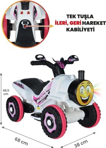 Uj Toys Buddy 6 V Üstü Açık Tek Kişilik Akülü Motosiklet Beyaz
