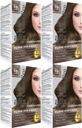 Alix Fine Color Pro Kumral 7.0 Krem Saç Boyası 4x50 ml