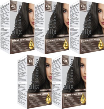 Alix Fine Color Pro Kahve 4.0 Krem Saç Boyası 5x50 ml