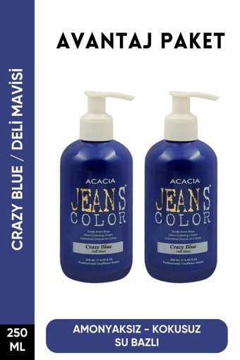 Acacia Jeans Color Mavi-Koyu Mavi Krem Saç Boyası 2x250 ml