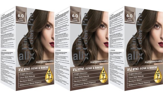 Alix Fine Color Pro Koyu Kumral 6.0 Krem Saç Boyası 3x50 ml