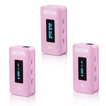 Boya BY-XM6-K2P 3.5 mm Kablosuz Profesyonel Pembe Yaka Mikrofonu