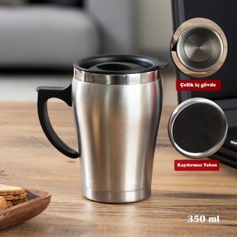 Porsima 05550 Paslanmaz Çelik 0.35 lt Bardak Termos Gümüş