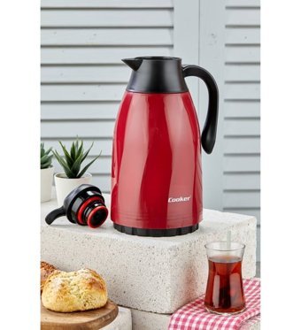 Cooker CKR2099-K Cam 1.3 lt Piknik Tipi Termos Kırmızı-Siyah