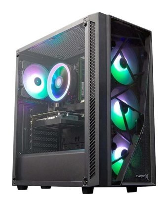 Turbox Odesus 4X Argb RGB Mesh Sıvı Soğutmalı 4 Fanlı Siyah Dikey Kullanım ATX Oyuncu Bilgisayar Kasası