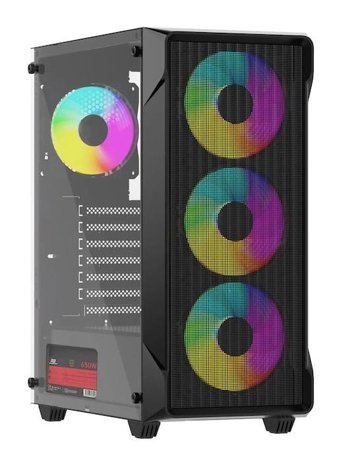 Power Boost PB-P803AB RGB Sıvı Soğutmalı 4 Fanlı Siyah Dikey Kullanım ATX Oyuncu Bilgisayar Kasası