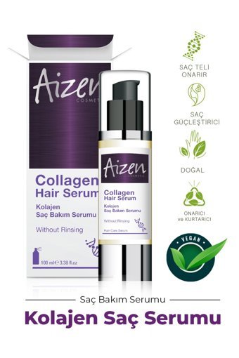 Aizen Cosmetic Collagen Dökülme Karşıtı-Onarıcı Keratin Unisex Saç Serumu 100 ml