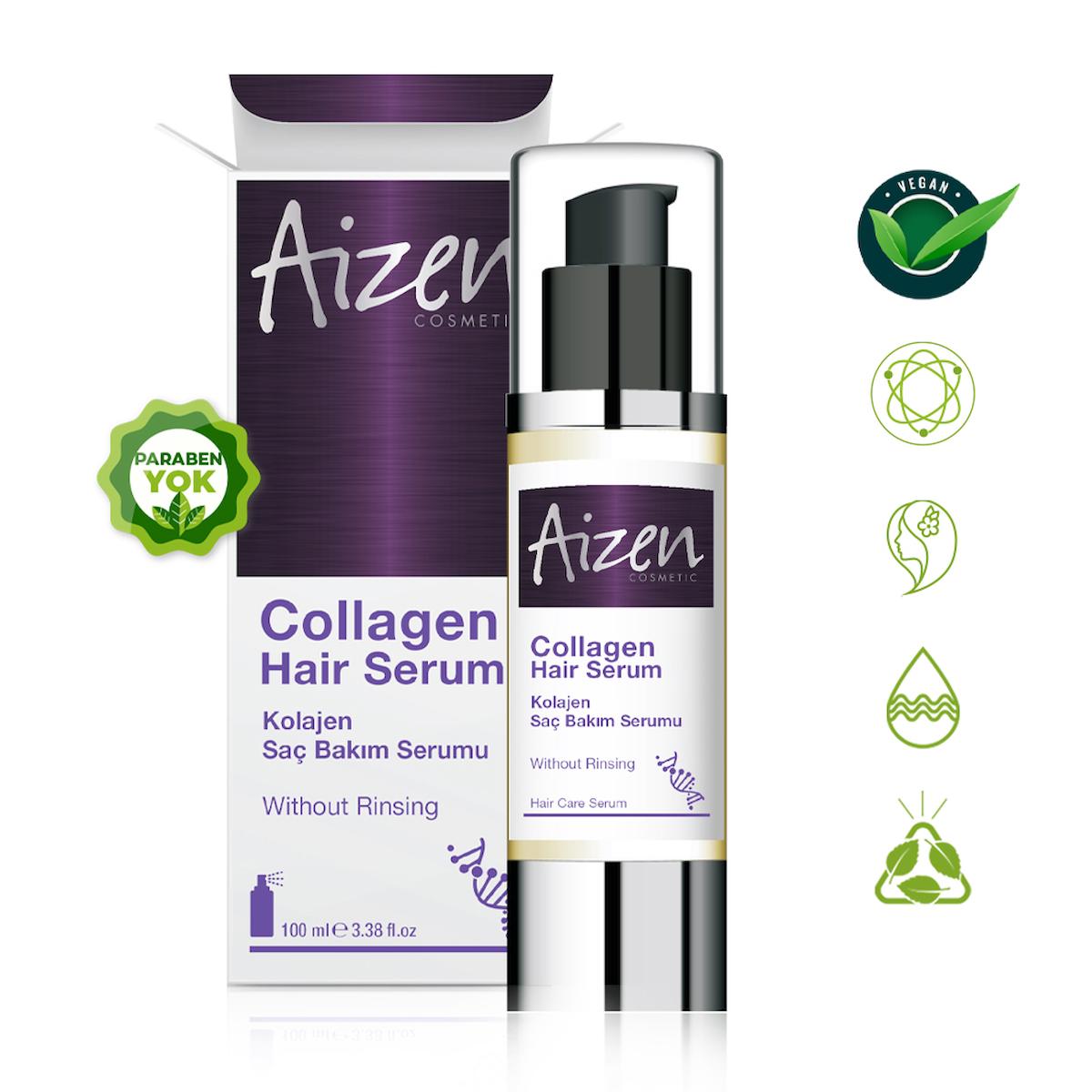 Aizen Cosmetic Collagen Dökülme Karşıtı-Onarıcı Keratin Unisex Saç Serumu 100 ml