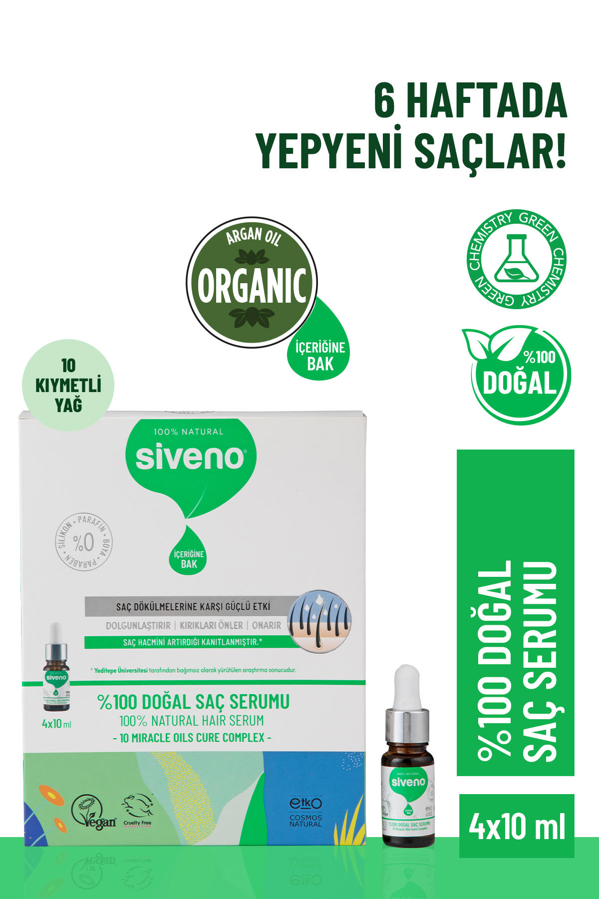 Siveno Dökülme Karşıtı-Onarıcı Unisex Saç Serumu 4x10 ml