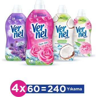 Vernel Konsantre Lavanta 240 Yıkama Yumuşatıcı 4x1.44 lt