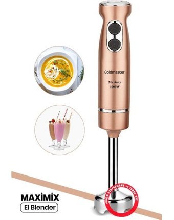 Goldmaster Maximix Gold 1000 ml Turbolu 4 Bıçaklı Tekli Büyük El Blender Akşam Güneşi