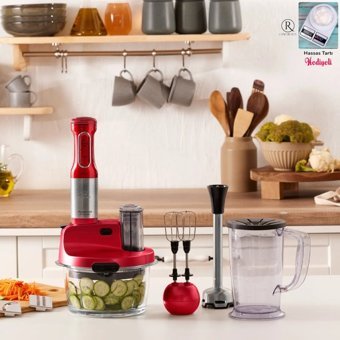 Karaca Superpower 810 ml Plastik Hazneli Buz Kırıcılı Turbolu 6 Bıçaklı 4'lü Büyük Blender Seti Kırmızı