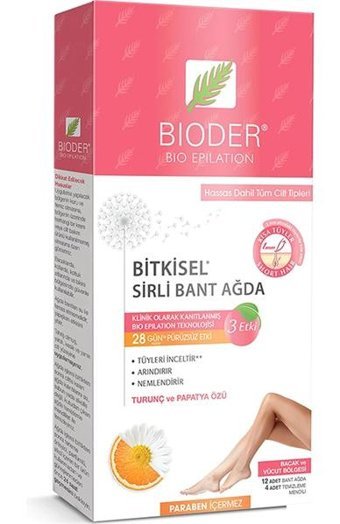 Bioder Tüm Ciltler 12 Adet Kadın Bacak-Vücut Bölgesi Ağda Bandı