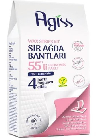 Agiss Tüm Ciltler 42 Adet Kadın Tüm Vücut-Yüz Ağda Bandı