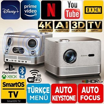 Vankyo Aruzen Boom 3 4K Mini Wifi 500 ANSI Lümen Taşınabilir LED Projeksiyon Cihazı Gold
