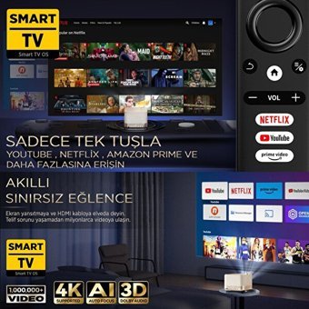 Vankyo Aruzen Boom 3 4K Mini Wifi 500 ANSI Lümen Taşınabilir LED Projeksiyon Cihazı Gold