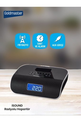 GOLDMASTER 3 W Dijital Saat Radyolu Siyah Bluetooth Hoparlör