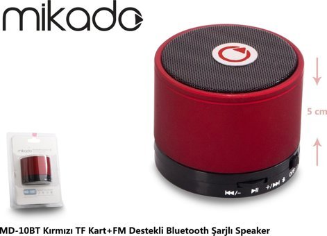Mikado MD-10BT 3 W Radyolu Kırmızı Bluetooth Hoparlör