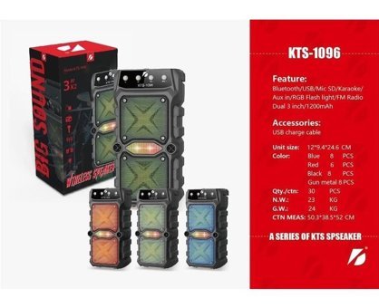 KTS 1096 Işıklı Kırmızı Bluetooth Hoparlör