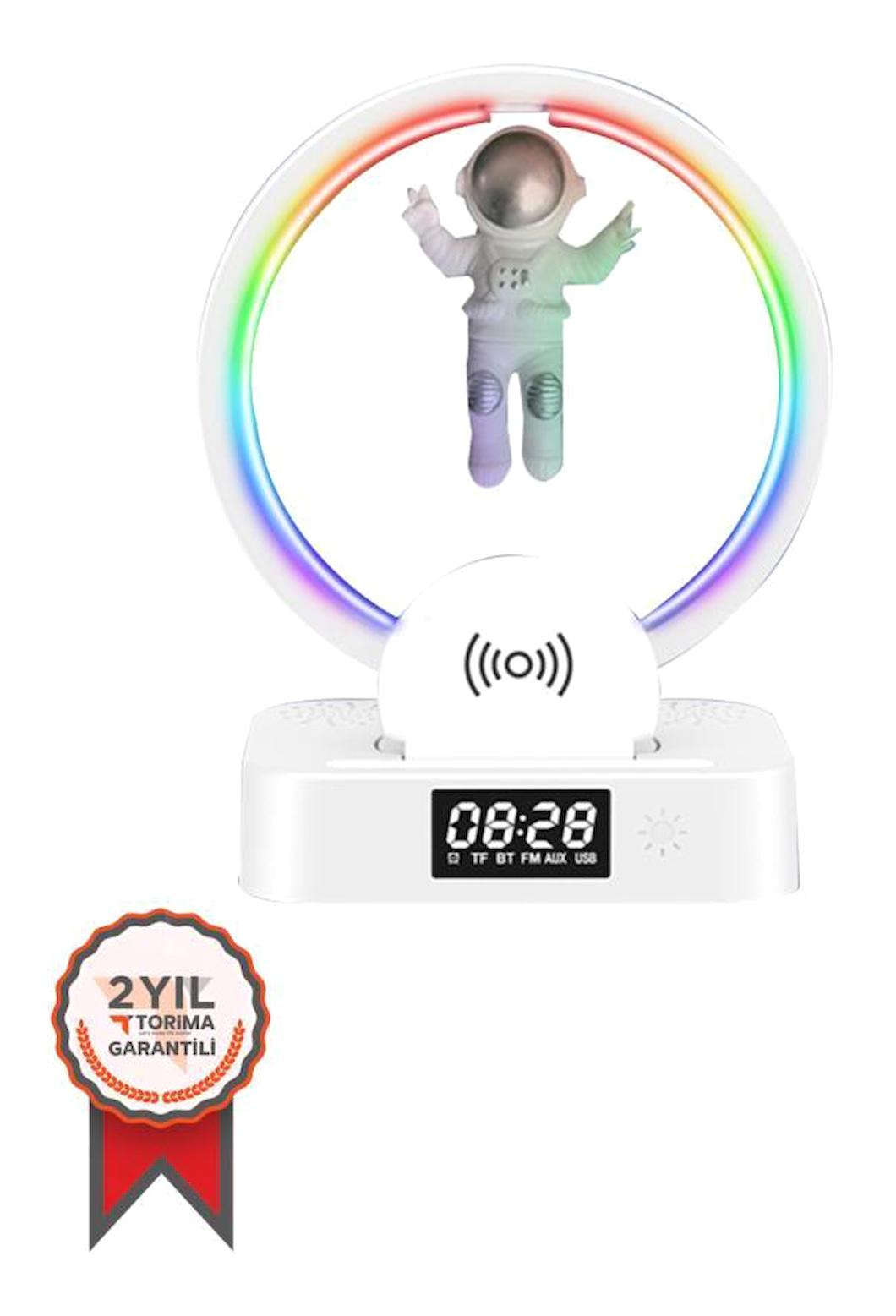 Torima Y-558C Işıklı Beyaz Bluetooth Hoparlör