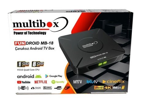 Multibox Fundroid MB-18 8 GB Kapasiteli 1 GB Ram Wifi 4K Android TV Box