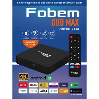 Fobem Duo Max 32 GB Kapasiteli 2 GB Ram Wifi 4K Android TV Box