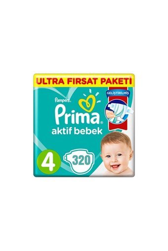 Prima Aktif Bebek 4 Numara Cırtlı Bebek Bezi 4x80 Adet