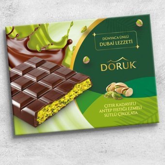 Doruk Dubai Lezzeti Antep Fıstığı-Kadayıf Sütlü Çikolata 90 gr