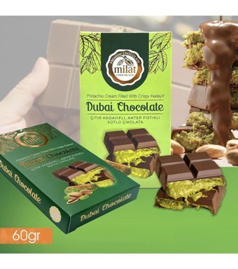 Milat Dubai Lezzeti Antep Fıstığı-Kadayıf Sütlü Çikolata 60 gr