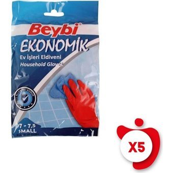 Beybi Ekonomik Kırmızı Small Temizlik Eldiveni 5 Çift
