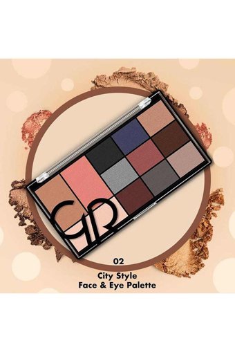 Golden Rose City Style Face&Eye 02 Smokey Toz Mat Far Paleti + Allık + Bronzlaştırıcı + Aydınlatıcı