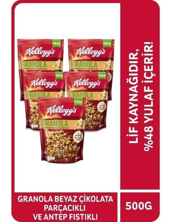 Kellogg's Beyaz Çikolatalı-Antep Fıstıklı Granola 5x500 gr