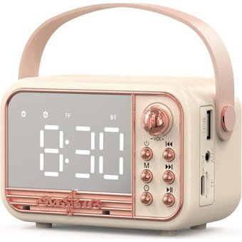 Jingyi Radyolu Işıklı Taşınabilir Krem-Rose Gold Bluetooth Hoparlör