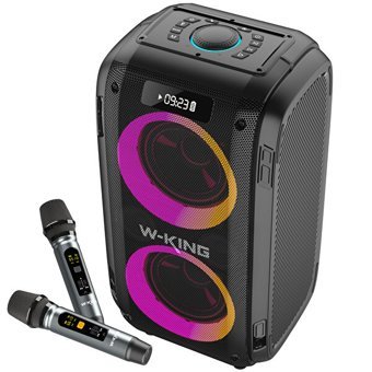 W-King T9PRO 250 W Işıklı Taşınabilir Siyah Bluetooth Hoparlör
