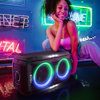 W-King T9PRO 250 W Işıklı Taşınabilir Siyah Bluetooth Hoparlör