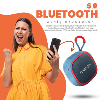 Moodix KI23KS659 5 W Taşınabilir Kırmızı-Mavi Bluetooth Hoparlör