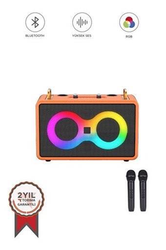Torima M4403 15 W Radyolu Işıklı Taşınabilir Turuncu Bluetooth Hoparlör