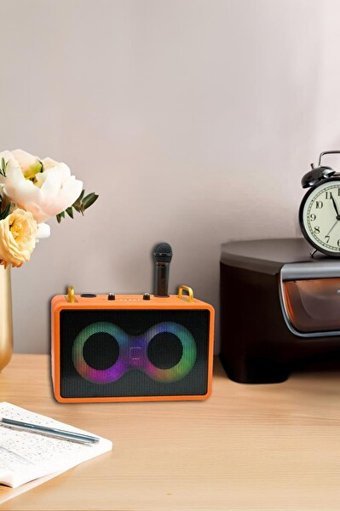 Torima M4403 15 W Radyolu Işıklı Taşınabilir Turuncu Bluetooth Hoparlör