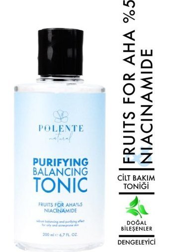 Polente Natural Purifyinng Balancing %5 AHA Akneye Meyilli ve Yağlı Ciltler İçin Tonik 200 ml